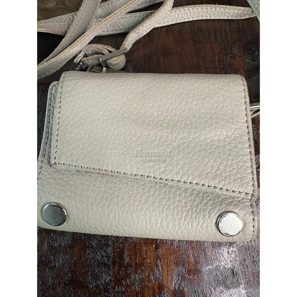 Hammitt Crossbody Wallet Mini Purse Pebbled Leather Red Lining Silver Hardware